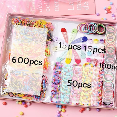 786 pcs Colorful Hair Clips Ties Ponytail Holders Rubber Bands for Girls and Toddlers Hair Accessories Set