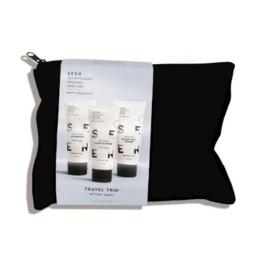 SEEN Travel Trio Fragrance Free  NonComedogenic  SulfateFree BlowOut Hair Cream Shampoo  Conditioner Set Reduces Frizz Heat Protectant Safe for Sensitive  Eczema Prone Skin