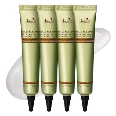 LADORSnail Sleeping Hair Ampoule Serum  Intensive Overnight LeaveIn Mask  Treatment for Frizzy Dry Damaged Thinning Hair Korean Haircare LADOR