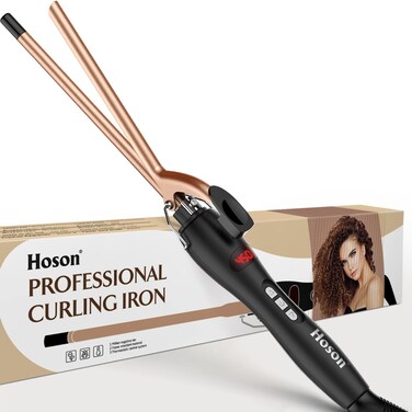 9mm Thin Curling Iron Ceramic 38 Inch Small Barrel Curling Wand for Long  Short Hair LCD Display with 9 Heat Setting Include GloveGolden
