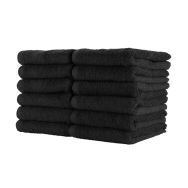Arkwright Bleach Proof Salon Towels  Pack of 12  Highly Absorbent 100 Cotton Quick Dry Spa Face Towel for Hair Stylist Barber Pedicure and Esthetician 16 x 27 in Black