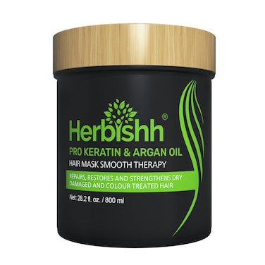 HerbishhArgan Hair MaskDeep Conditioning  Hydration For Healthier Looking Hair for very Dry Weak Stressed Out Hair No Sulphates No Parabens 800ML