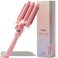 3 Barrel Curling Iron Wand  Triple Hair Waver  Crimper for Beach Waves Set Ceramic Tourmaline with Adjustable Temperature  Beach Waver Pink
