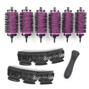 Round Hair Brush Set with Detachable Barrels Styling Tool Round Hair Brush for Blow Drying with 6 Barrels 1 Handle 6 Clips 3 Different Hair Rollers to Create Your Hairstyle  Purple Black