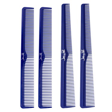 JOHNNY B Professional 4 Pack Carbon Cutting  Styling Combs for Barbers AtHome Use Blue