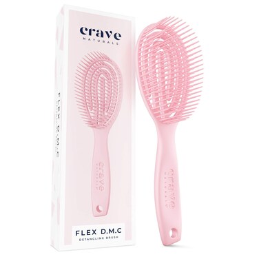 Crave NaturalsFLEX DMC Detangling Brush for Natural Textured Hair  Flexible Hair Brush Detangler for Curly Frizzy Thick Hair  ROUND Plastic