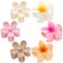 ANEESAA6 Pack Flower Hair Clips for Women and Girls Preppy Flower Claw Clips Hawaiian Plumeria Hair Clips for Thin Hair Large Cute Flower Hair Clips for Thick Hair
