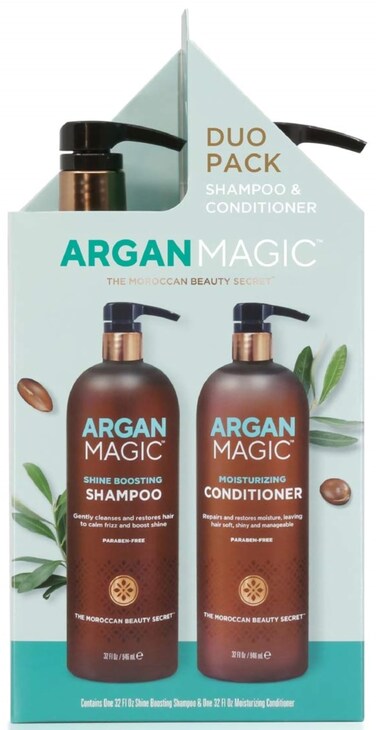 Argan MagicShine Boosting Shampoo  Moisturizing Conditioner Duo  Gently Cleanses Boosts Shine Controls Frizz Restores Moisture Detangles  Made in USA Paraben Free Cruelty Free 32 oz