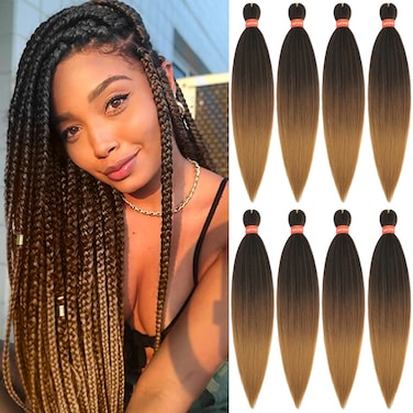 Ombre Prestretched Braiding Hair Top Silky Braid Hair Extensions Itch Free Crochet Twist Hair Braids Yaki Texture Original Braiding Hair Pre Stretched 021 poundbundle 248 bundles 1b3027