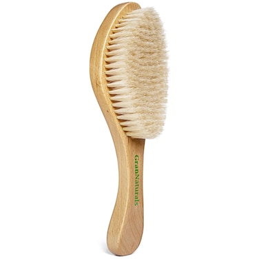 GranNaturals Soft Bristle Hair Brush  Curved Boar Bristle Vintage Style Hairbrush for 360 Waves Sleek Slick Back Ponytail  Bun Smoothing Fades for Women  Men  Wooden Handle