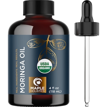 Organic Moringa Oil for Hair and Skin  Cold Pressed Virgin Unrefined Natural Pure USDA Organic Hair Oil for Dry Damaged Hair and Ultra Hydrating Face Oil  Carrier Oil for Essential Oils Mixing
