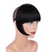 Black Bangs Hair Clip in Bangs Black Synthetic Flat Bang with Temples Front Face Black Bangs for Women Natural Black