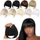 Black Bangs Hair Clip in Bangs Black Synthetic Flat Bang with Temples Front Face Black Bangs for Women Natural Black
