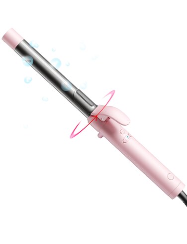 Rotating Curling Iron 1 Inch  TYMO Automatic Curling Wand for Beach Waves 2024 Upgraded Professional Tourmaline Ceramic Auto Curler with 40M Negative Ions  30s Heatup for MediumLong Hair Pink