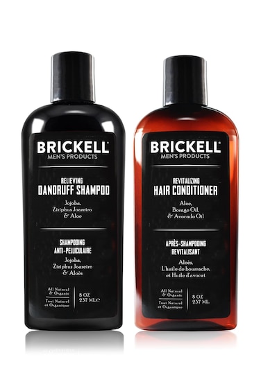 Brickell Mens Daily Relieving Hair Care Routine Dandruff Shampoo and Conditioner Set For Men All Natural and Organic Scented