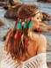 GORTINBoho Feather Headband Hippie Headpiece White Gypsy Costume Headband Indian Hair Band Festival Headdress Bohemian Feather Hair Accessory for Women and Girls ABlueRed
