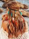GORTINBoho Feather Headband Hippie Headpiece White Gypsy Costume Headband Indian Hair Band Festival Headdress Bohemian Feather Hair Accessory for Women and Girls ABlueRed