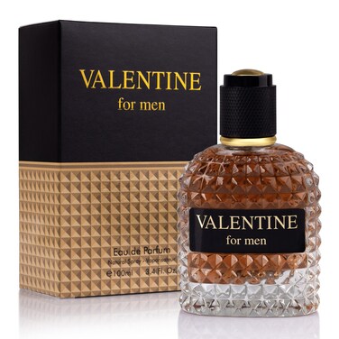 Valentine for Men EDP 34 fl Oz Top Notes of Woody  Outdoor of Sweet Myrtle  Zesty Bergamot  Middle Scent of Roasted Coffee Bean Chocolate  Hazelnut  Free of Paraben  Elegant 100ml Bottle