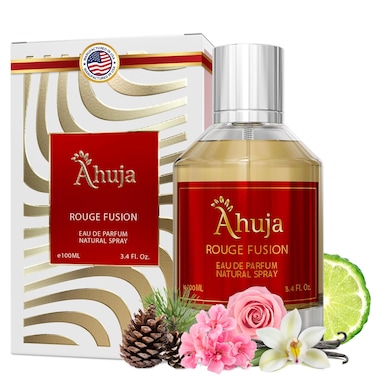 AHUJA Rouge Fusion Unisex Eau De Parfum 34 fl oz  Long Lasting Luxury Fragrance for Him and Her Vanilla Perfume WBold Citrus Scents  Allure Of Roses Geraniums  Pine  Sophisticated Scents