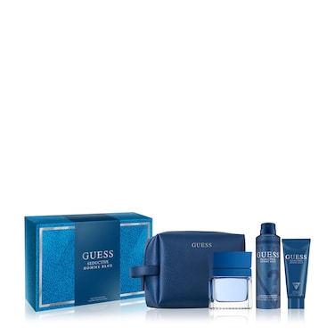 Guess Seductive Blue Men  Homme Eau de Toilette 4 Piece Gift Set  Cologne Spray 34 Fl Oz Deodorizing Body Spray 60 Oz Shower Gel 34 Fl Oz  Pouch