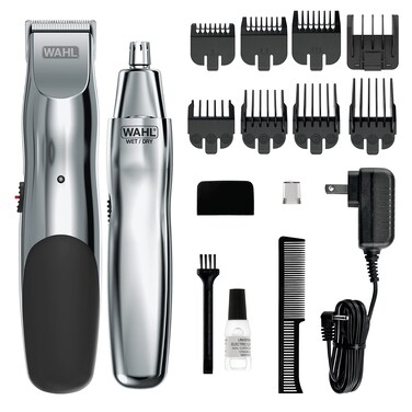 Wahl Groomsman Rechargeable Beard Trimmer kit for Mustaches Nose Hair and Light Detailing and Grooming with Bonus WetDry Battery Nose Trimmer  Model 5622v