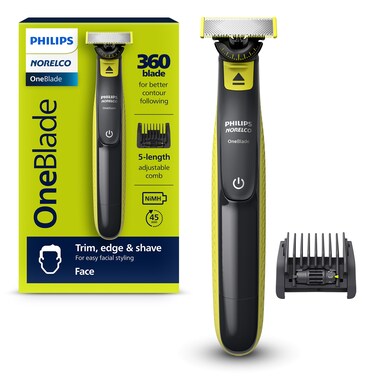 Philips Norelco OneBlade 360 Face Hybrid Electric Beard Trimmer and Shaver with 5in1 Face Stubble Comb Frustration Free Packaging QP272490