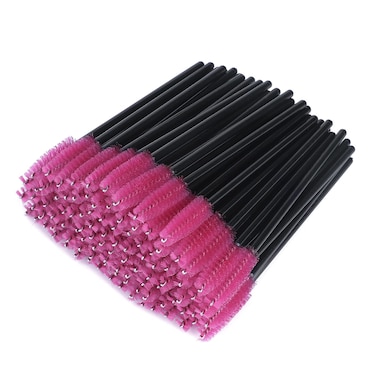 G2PLUS 100PCS Disposable Eyelash Brushes Mascara Wands Applicator Makeup Kits Eyelash Spoolies Brushes for Eyelash Extensions and Eyebrows Rose
