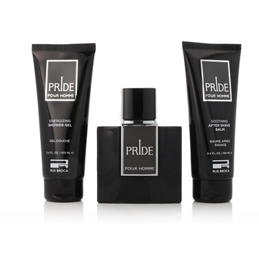 AFNAN Rue Broca Pride Homme 3Piece Set 34 Ounce Eau de Parfum  34 Ounce Shave Balm  34 Ounce Shower Gel