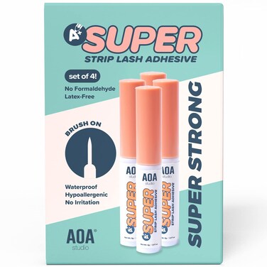 AOA Studio Eyelash Lash Glue Enhancers 4pcs Strip Lash Adhesive Strong Hold Water Proof Formula No Irritation Latex Free Long Lasing Quick Dry Eyelash adhesive 017oz Each 4 Pack Clear