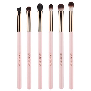 Eye Makeup Brush Set 6 Pcs Professional Blending Eyeshadow Makeup Brushes for Concealer Eyebrows Eyeliner Soft Hairs  Wood Handle