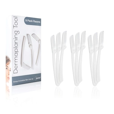 Dermaplaning Tool 9 Count  Easy to Use Dermaplane Razor for Face  Practical Hair Remover Blade for Eyebrows and Peach Fuzz  Facial Shaver for Women That Helps Exfoliate and Smooth the Skin