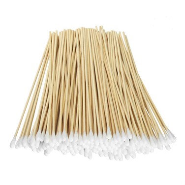 200 Pcs Count 6 Inch Long Cotton Swabs with Wooden Handles Cotton Tipped Applicator Cleaning with Wood Handle for Oil Makeup Gun Applicators Eye Ears Eyeshadow Brush and Remover Tool