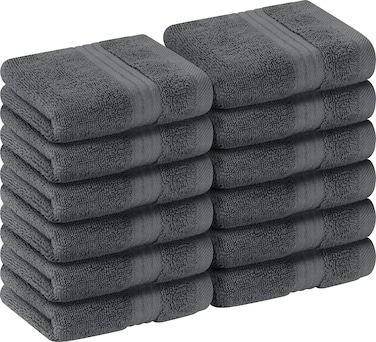 Utopia Towels 12 Pack Premium Wash Cloths Set 12 x 12 Inches 100 Cotton Ring Spun Highly Absorbent and Soft Feel Washcloths for Bathroom Spa Gym and Face Towel Grey