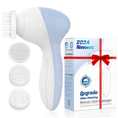 COSLUS Facial Cleansing Brush Silicone Face Scrubber 3 in1 FBSD Electric Exfoliating Massage Device Waterproof Deep Cleaning Exfoliation Rotating Spa Machine  Electronic Skin Care Wash Clean System