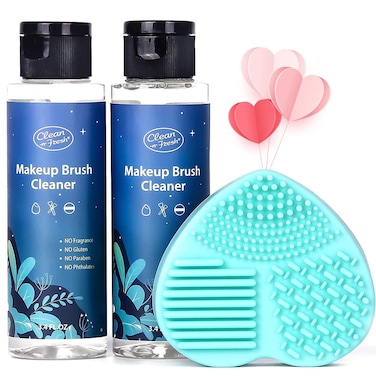 CleannFresh Makeup Brush Cleaner Set For Brushes Sponge and Puff 68 Fl OzDeep Cleaning Washing Cleanser Shampoo With a Cleaning Mat