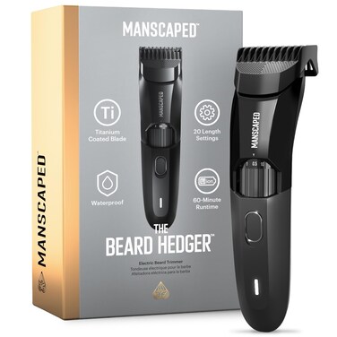 MANSCAPED The Beard Hedger Premium Mens Beard Trimmer 20 Length Adjustable Blade Wheel Stainless Steel TBlade for Precision Facial Hair Trimming Cordless Waterproof WetDry Clipper