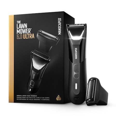 MANSCAPED The Lawn Mower 50 Ultra Groin  Body Hair Trimmer  DualHead SkinSafe Trimmer  Foil Blades Waterproof WetDry Groomer USBC Rechargeable with Travel Case Mens Ball Shaver Black