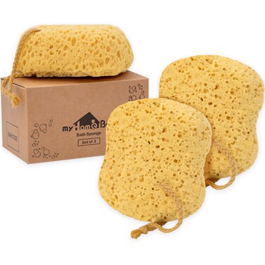 myHomeBody Bath Sponge Foam Loofah Sponge Body Sponge for Shower  Large Size Lots of Lather Curvy 3 Pack