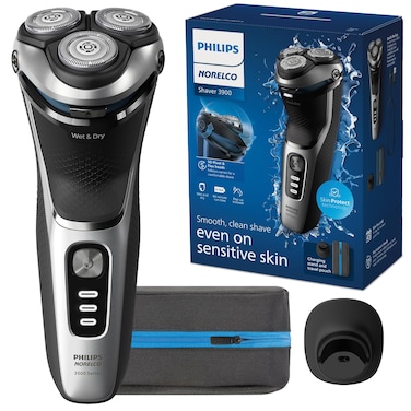 Philips Norelco Shaver 3900 Rechargeable Wet  Dry Electric Shaver with Popup Trimmer Charging Stand Travel Storage Pouch Protective Cap Space Gray S334192