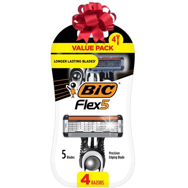BIC Flex 5 Disposable Mens Razors Precision Edging Blade  Ergonomic AntiSlip Grip Great Stocking Stuffer for Him 4 Count
