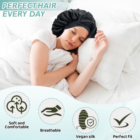 Satin Bonnet Silk Bonnet for Sleeping Women Ajustable hair Bonnet for Curly Hair With Tie Band