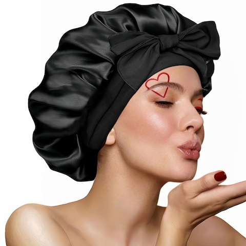 Satin Bonnet Silk Bonnet for Sleeping Women Ajustable hair Bonnet for Curly Hair With Tie Band