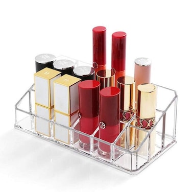 WeiaiLipstick Holder 18 Spaces Lipgloss Organizer 3 Rows  Multi Level Makeup Holder  Cosmetics Storage Display