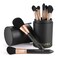 OMANIAC Makeup Brush Set Professional 12 Pearlescent Wood Handle Makeup Brushes Premium CrueltyFree Synthetic Fiber Hair Travel Make up Brushes Set with Case Black