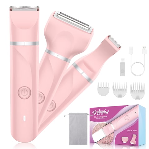 Buy Electric Razors Shaver for Women 3 in 1 Bikini Trimmer for Women IPX7 Waterproof Pubic Hair Trimmer Women Wet Dry Use Rechargeable Hair Removal Kit for Face Body Leg Bikini Underarm