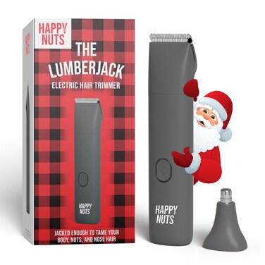 HAPPY NUTS The Lumberjack Electric Groin  Body Hair Trimmer for Men  Mens Body Groomer Kit for Privates  Smooth Ball  Pubic Hair Shaver Graphite