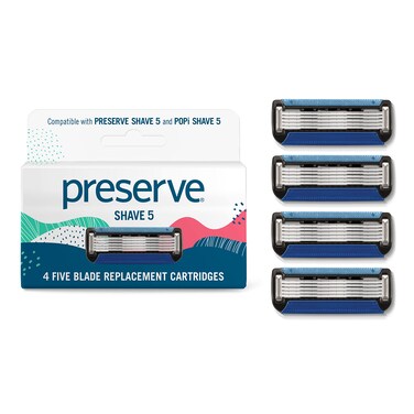 Preserve Five Blade Replacement Cartridges for Shave 5 Recycled Razor 4 Count