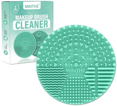 MINTHE Makeup Brush Cleaner Mat  2 Pack  Silicone Makeup Brush Cleaning Mat Make Up Brush Cleaner Pad Makeup Brush Mat Cleaner Makeup Cleaner Make Up Brushes Cleaning