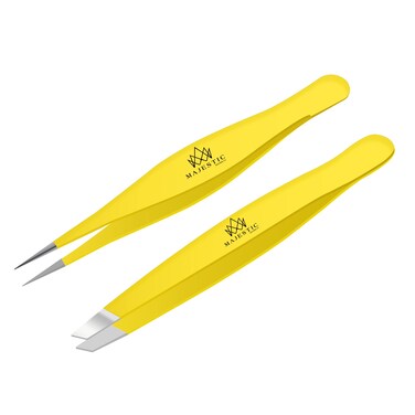 Majestic Bombay Fine Point  Slant Tweezers for Women and Men  Splinter Ticks Facial Brow and Ingrown Hair RemovalSharp Needle Nose Surgical Tweezers Precision best tweezers for chin hair