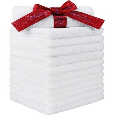 HOMEXCEL Microfiber Washcloths 12 Pack Highly Absorbent and Soft Face Towel MultiPurpose White Wash Cloths for Bathroom Hotel Spa Gym and Kitchen 12x12 Inch